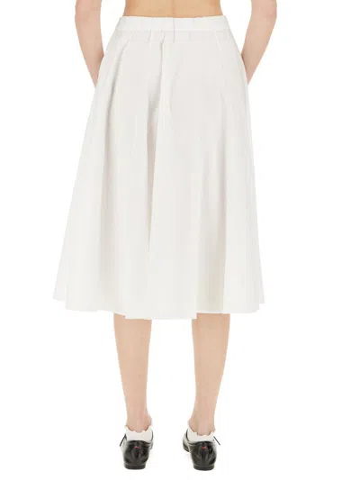 Aspesi Flowing A-line Midi Skirt In White