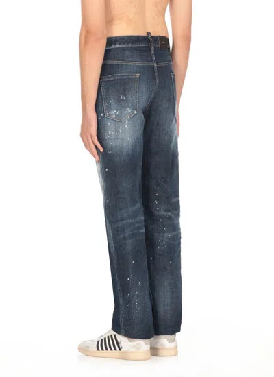 Dsquared2 Slim-fit Distressed Blue Jeans With Five-pocket Design In Blue