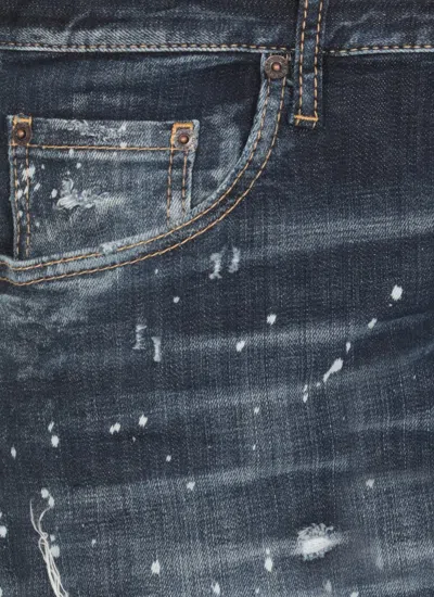 Dsquared2 Slim-fit Distressed Blue Jeans With Five-pocket Design In Blue