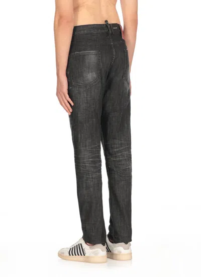Dsquared2 Cool Gut Black Jeans With Belt Loops And Faded Effect In Denim Man In Black
