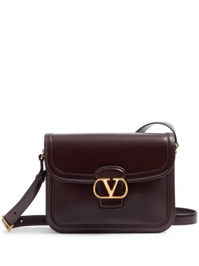 Valentino Garavani 9to5 Leather Shoulder Bag With Vlogo Signature Closure In Brown
