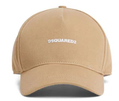 Dsquared2 Logo Embroidered Distressed Baseball Cap In Ghiaia/bianco