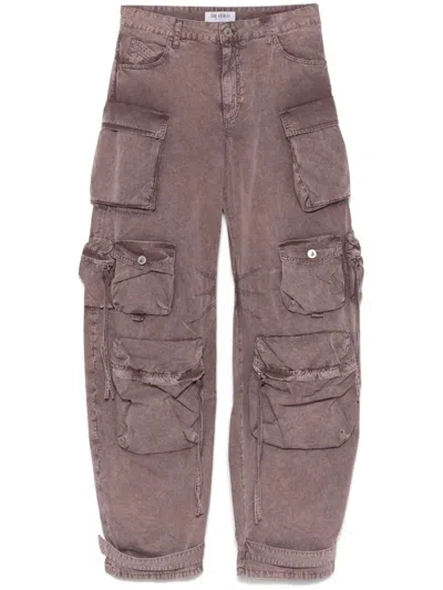Attico Pink Jeans With Logo Patch On The Rear And Turn-up Cuffs In Pink