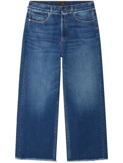 Alanui Fringed Wide Leg Jeans In Dark Wash