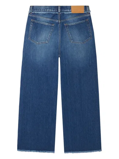 Alanui Fringed Wide Leg Jeans In Dark Wash