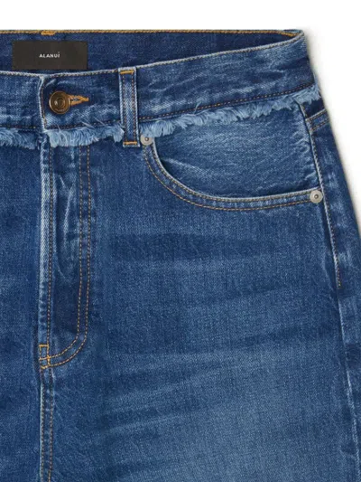 Alanui Fringed Wide Leg Jeans In Dark Wash