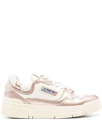 Autry Platinum Leather And Suede Low Top Sneakers In White