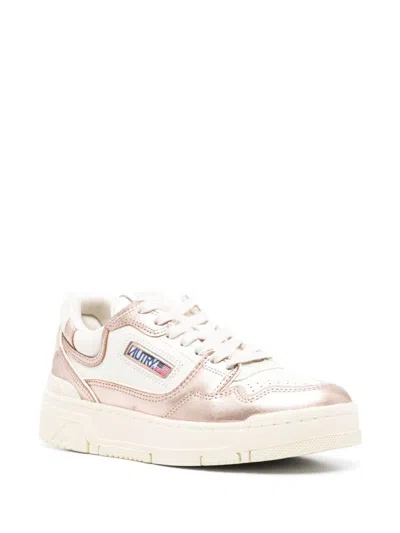 Autry Platinum Leather And Suede Low Top Sneakers In White