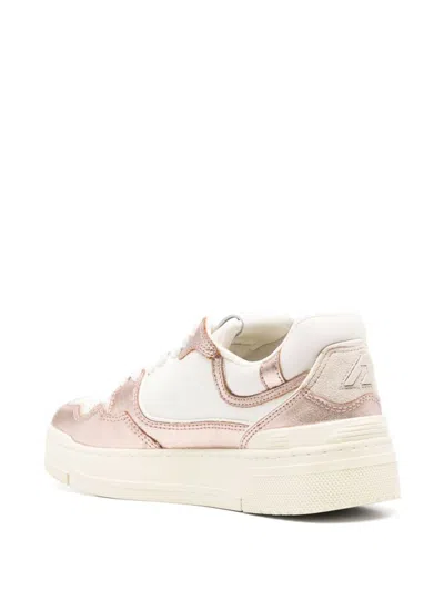 Autry Platinum Leather And Suede Low Top Sneakers In White