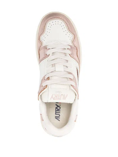 Autry Platinum Leather And Suede Low Top Sneakers In White