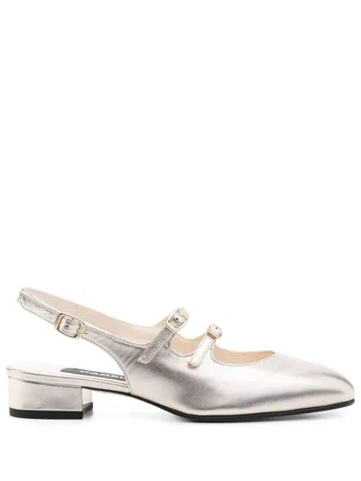 Carel Paris Peche Laminated Leather Ballets In Silver