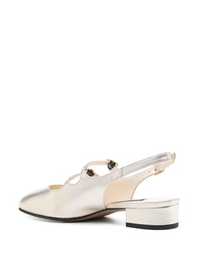 Carel Paris Peche Laminated Leather Ballets In Silver