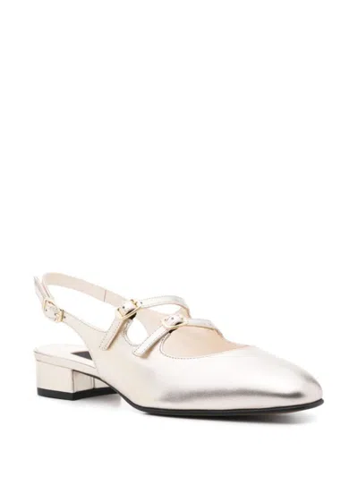 Carel Paris Peche Laminated Leather Ballets In Silver