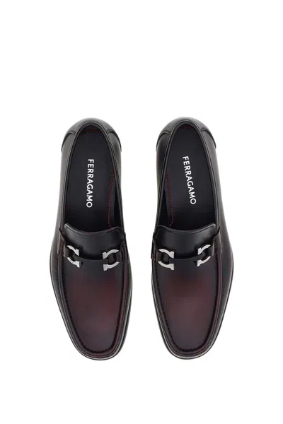 Ferragamo Men's Foster Gancini Bit Loafers In Cordovan/ Black