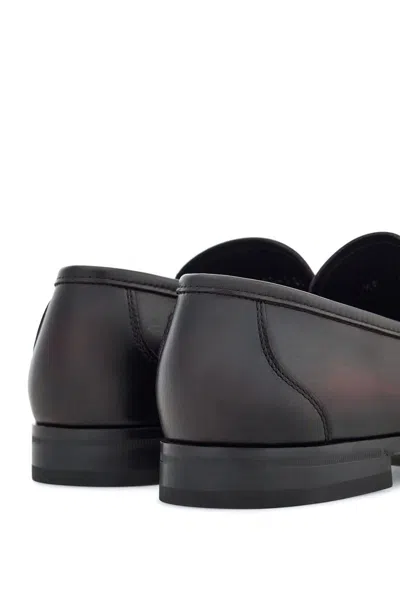 Ferragamo Men's Foster Gancini Bit Loafers In Cordovan/ Black