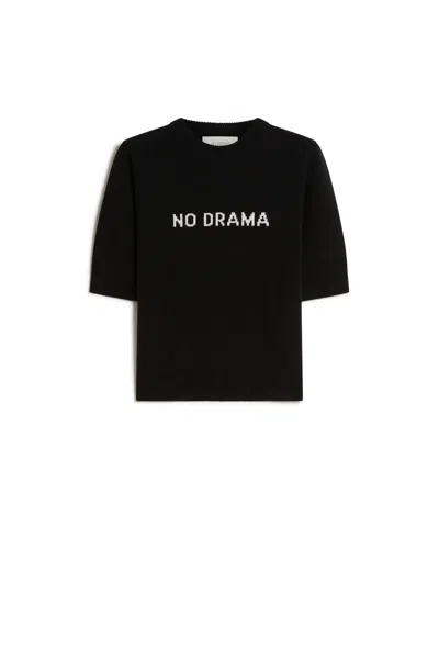 Sportmax Wool-cashmere No Drama Short-sleeve Sweater In Black