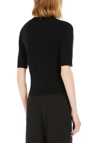 Sportmax Wool-cashmere No Drama Short-sleeve Sweater In Black