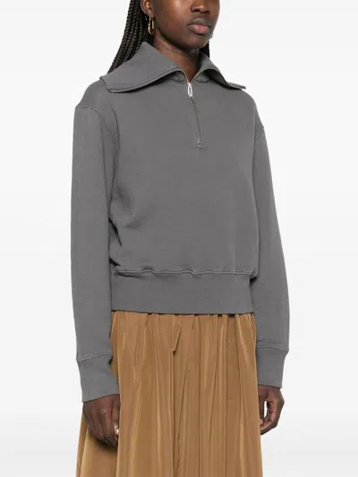 Autry Gray Cotton Sweatshirt With Zip In Multicolor
