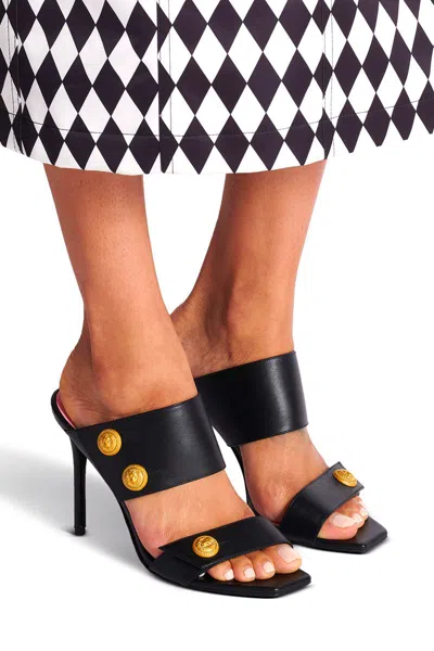 Balmain Square-headed High-heeled Sandals In Black