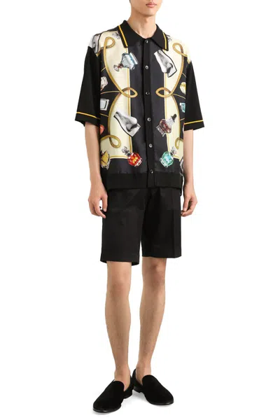 Dolce & Gabbana Silk And Cotton Shirt With Perfume Print In Perfumes