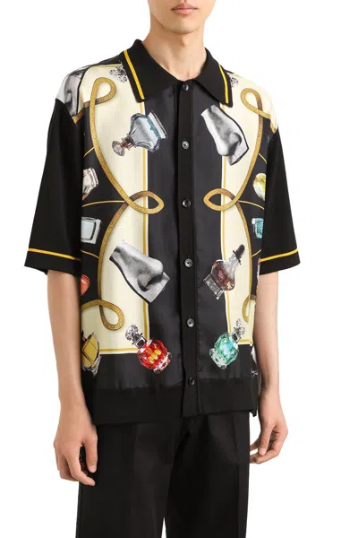Dolce & Gabbana Silk And Cotton Shirt With Perfume Print In Perfumes