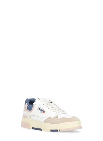 Autry White Blue Lace Up Sneakers In White