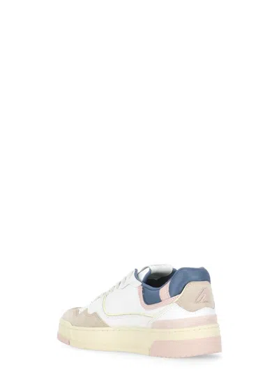 Autry White Blue Lace Up Sneakers In White