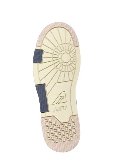Autry White Blue Lace Up Sneakers In White