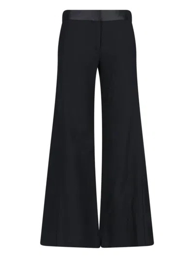 Victoria Beckham Side Panel Wool-blend Wide-leg Pants In Black