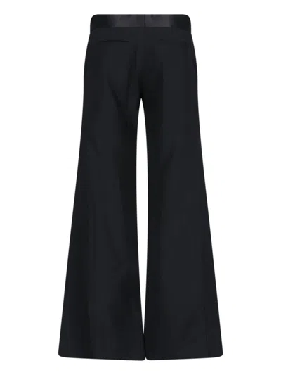 Victoria Beckham Side Panel Wool-blend Wide-leg Pants In Black
