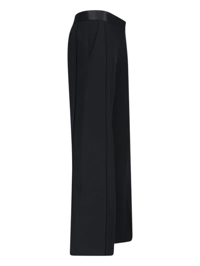 Victoria Beckham Side Panel Wool-blend Wide-leg Pants In Black