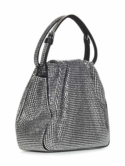 Amina Muaddi Vittoria Full Crystal Handbag In Black