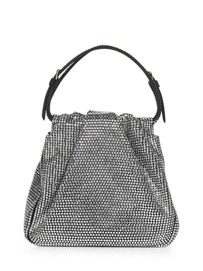 Amina Muaddi Vittoria Full Crystal Handbag In Black