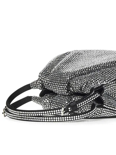 Amina Muaddi Vittoria Full Crystal Handbag In Black