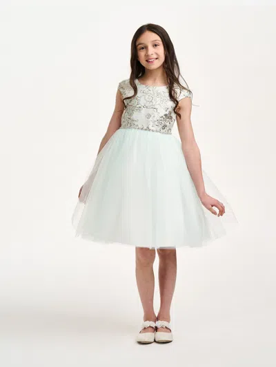 Iame Girls Crystal Cascade Dress In Green