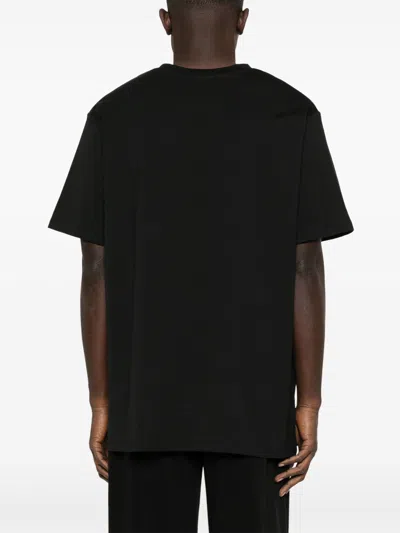 Balmain Black Crewneck T-shirt With Logo Lettering On The Front In Cotton Man