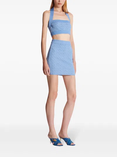 Balmain Pb Monogram Jacquard Mini Skirt