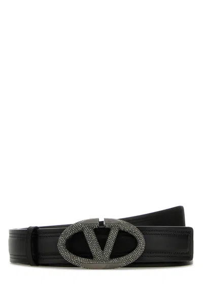 Valentino Leather Belt With Adjustable Length And Embellished Buckle