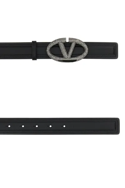 Valentino Leather Belt With Adjustable Length And Embellished Buckle
