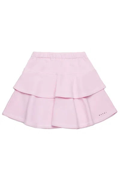 Marni Gonna In Felpa A Doppia Balza In Pink