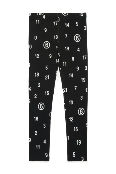 Mm6 Maison Margiela Numbers-print Leggings In Black