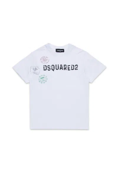 Dsquared2 T-shirt With Passport Graphics In White