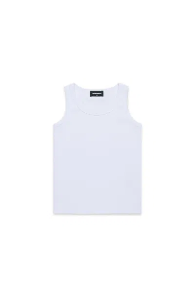 Dsquared2 T-shirt Smanicata A Costine Con Logo In White