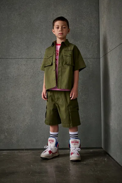 Dsquared2 Short-sleeved Shirt With Passport Graphics In Green