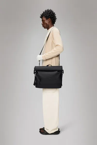Rains Trail Rolltop Messenger Bag In Black
