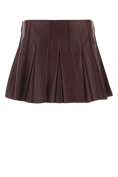 Bottega Veneta Burgundy Leather Mini Skirt
