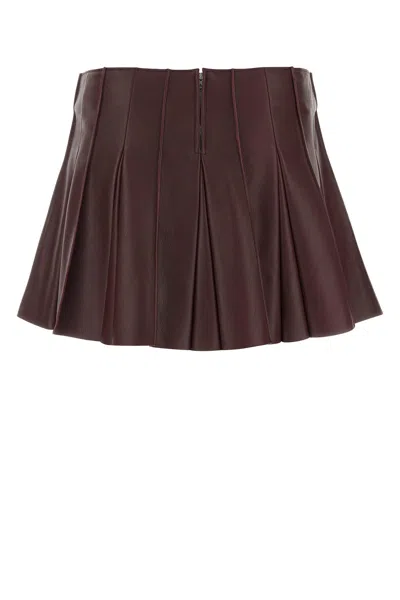 Bottega Veneta Burgundy Leather Mini Skirt