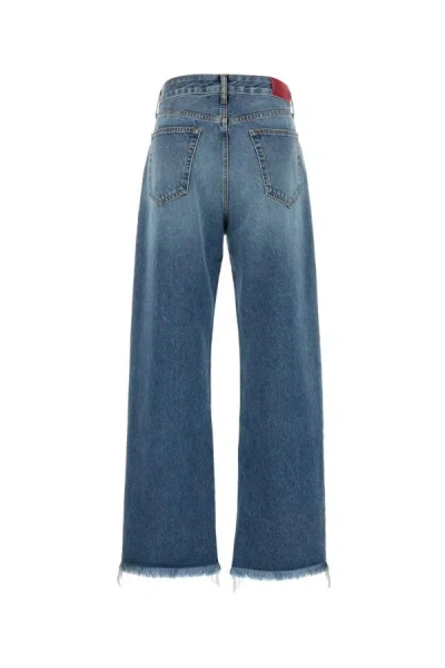 Alessandra Rich Denim Jeans Wide-leg Frayed Hem