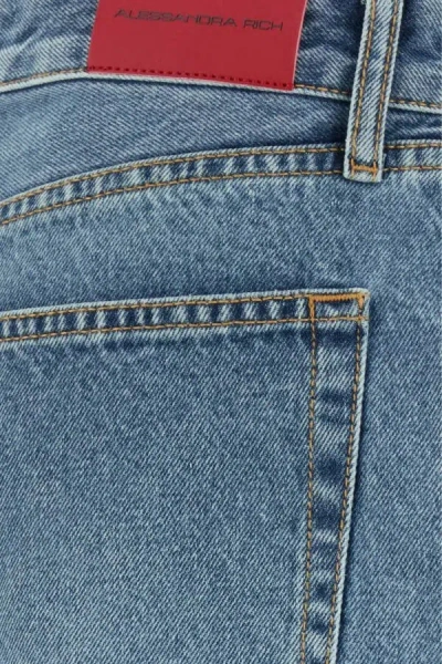 Alessandra Rich Denim Jeans Wide-leg Frayed Hem