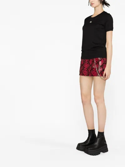 Dolce & Gabbana Black T-shirt With Logo Decorated With Crystals On The Front In Cotton Woman